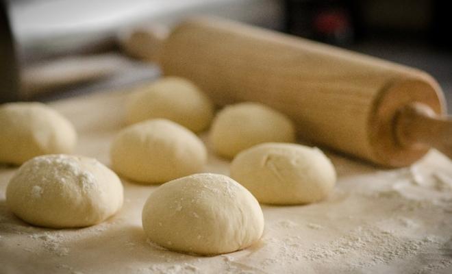 Dough balls with rolling pin