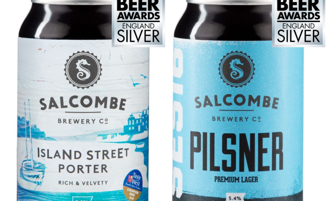 Salcombe Brewery_cans of pilsner and porter ale